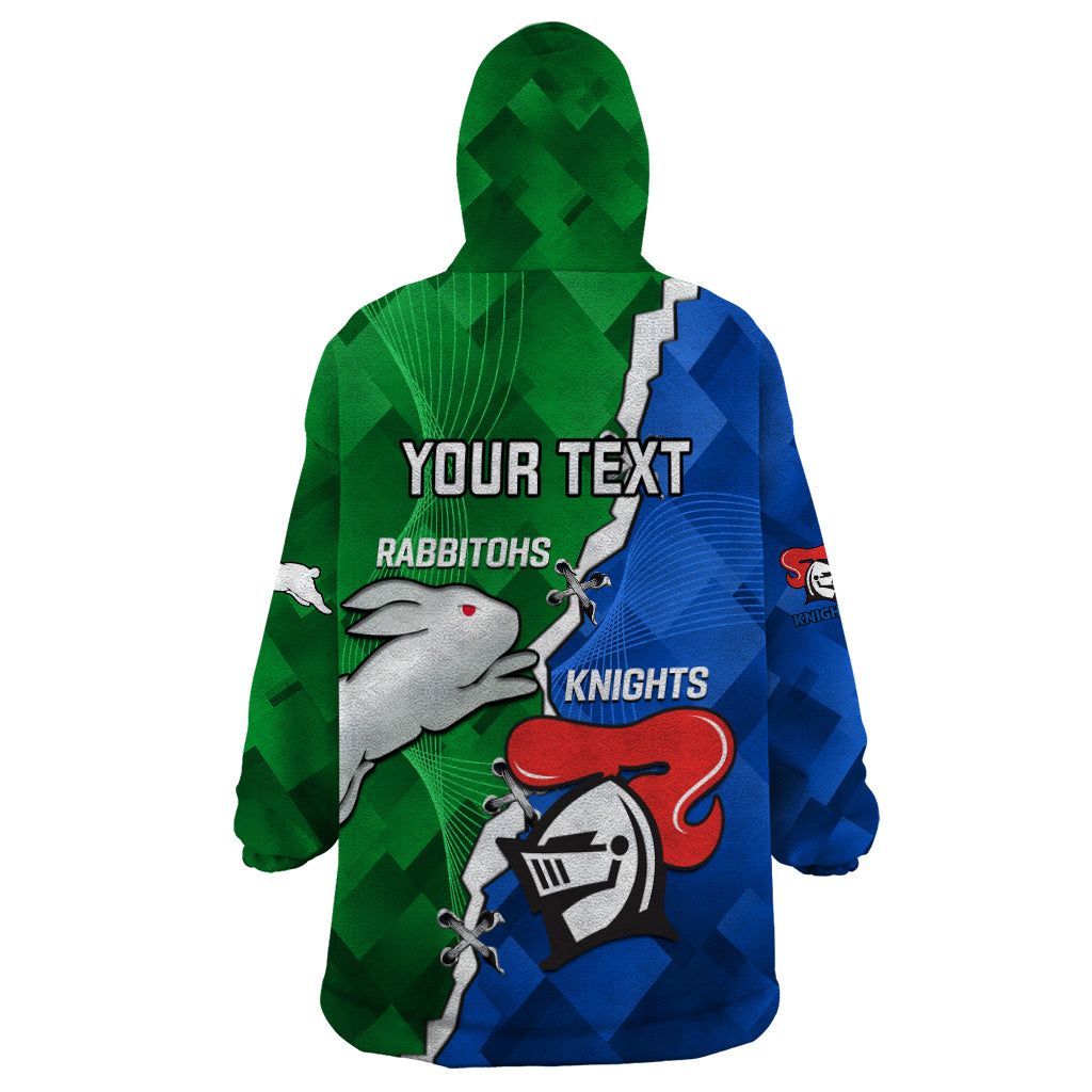 Personalised Knights and Rabbitohs Rugby Wearable Blanket Hoodie 2023 Sporty Version - Vibe Hoodie Shop