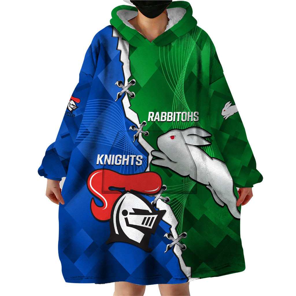 Personalised Knights and Rabbitohs Rugby Wearable Blanket Hoodie 2023 Sporty Version - Vibe Hoodie Shop