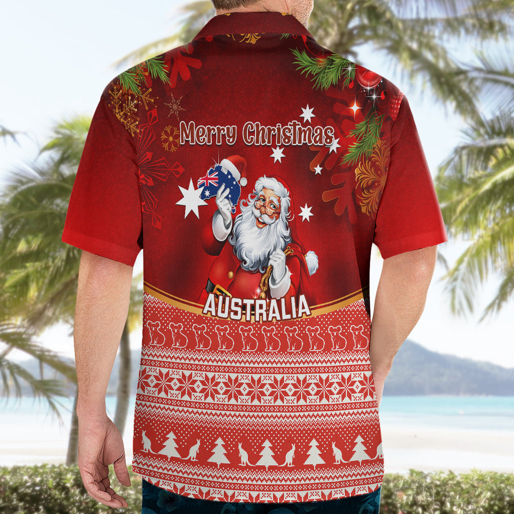Australia Christmas Hawaiian Shirt Xmas In July Happy Santa Claus With Map Red Style - Vibe Hoodie Shop