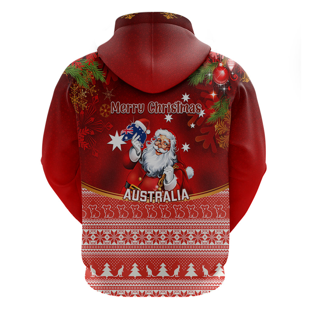 Australia Christmas Hoodie Xmas In July Happy Santa Claus With Map Red Style - Vibe Hoodie Shop