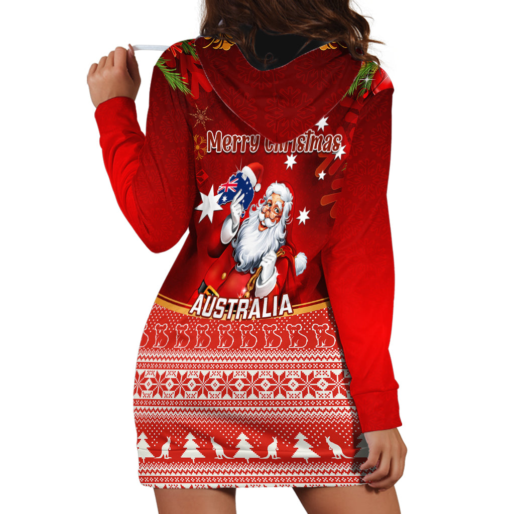 Australia Christmas Hoodie Dress Xmas In July Happy Santa Claus With Map Red Style - Vibe Hoodie Shop