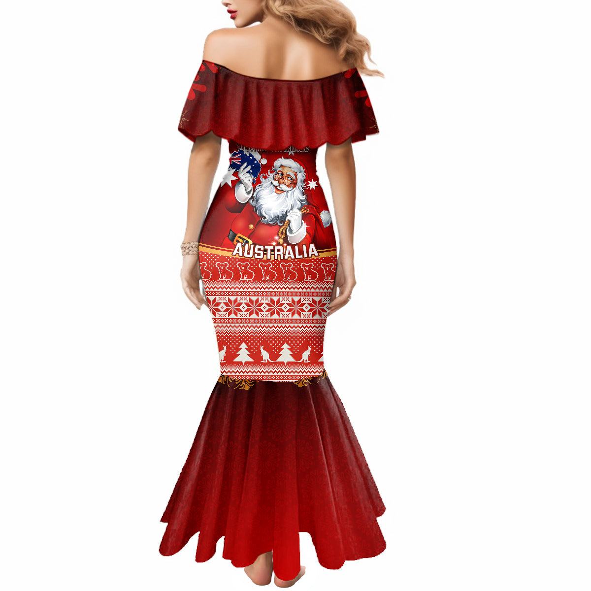 australia-christmas-mermaid-dress-xmas-in-july-happy-santa-claus-with-map-red-style