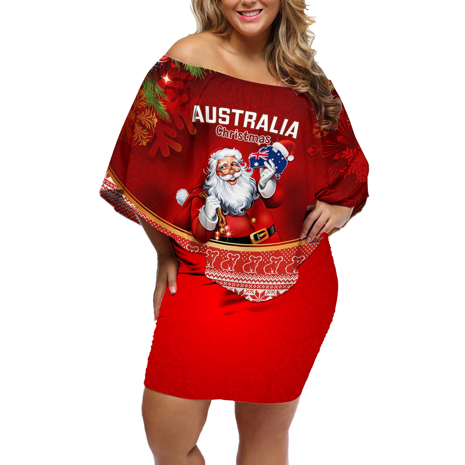 australia-christmas-off-shoulder-short-dress-xmas-in-july-happy-santa-claus-with-map-red-style