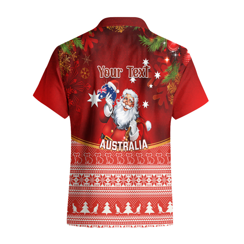 Personalised Australia Christmas Hawaiian Shirt Xmas In July Happy Santa Claus With Map Red Style - Vibe Hoodie Shop