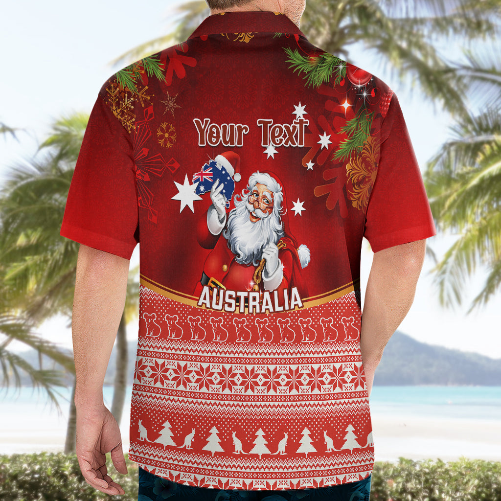Personalised Australia Christmas Hawaiian Shirt Xmas In July Happy Santa Claus With Map Red Style - Vibe Hoodie Shop