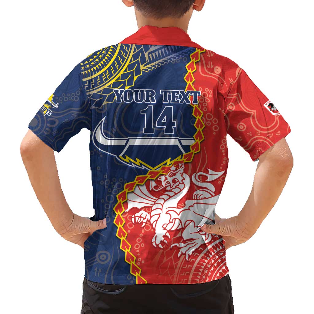 Custom Dragons And Cowboys Rugby Hawaiian Shirt Aboriginal Mix Polynesian Pattern - Vibe Hoodie Shop