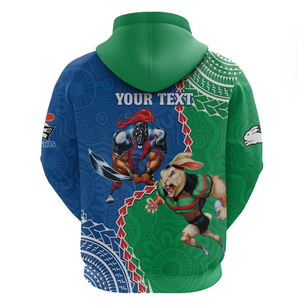 Personalised Rabbitohs And Knights Rugby Hoodie Aboriginal Mix Polynesian Pattern - Vibe Hoodie Shop