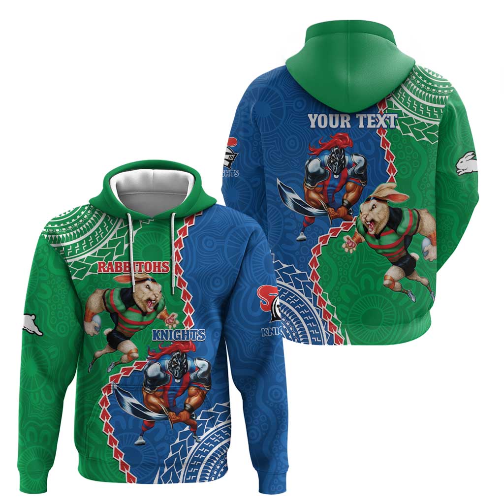 Personalised Rabbitohs And Knights Rugby Hoodie Aboriginal Mix Polynesian Pattern - Vibe Hoodie Shop