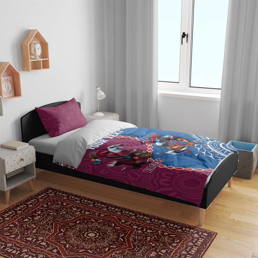 Personalised Eagles And Knights Rugby Bedding Set Aboriginal Mix Polynesian Pattern - Vibe Hoodie Shop