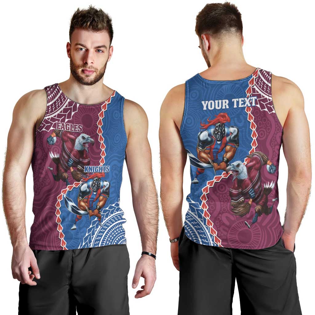 Personalised Eagles And Knights Rugby Men Tank Top Aboriginal Mix Polynesian Pattern - Vibe Hoodie Shop