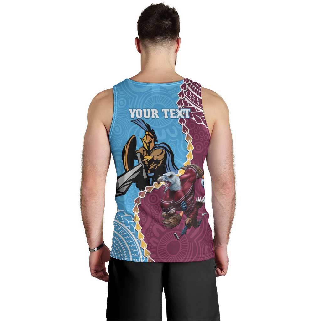 Personalised Eagles And Titans Rugby Men Tank Top Aboriginal Mix Polynesian Pattern - Vibe Hoodie Shop