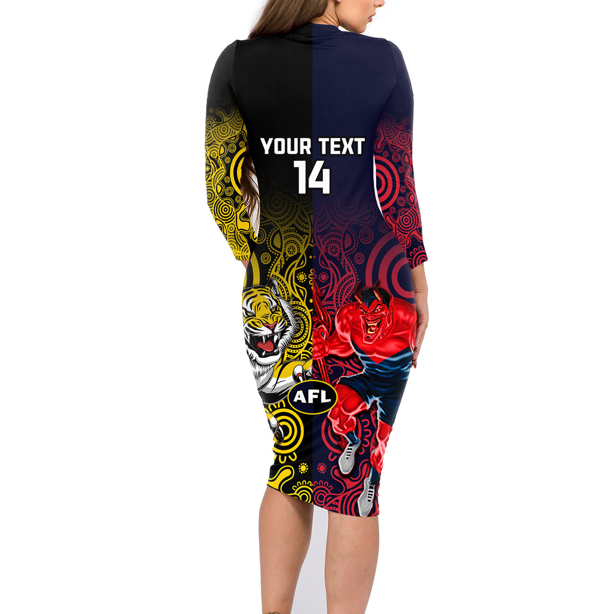 custom-demons-and-tigers-football-family-matching-long-sleeve-bodycon-dress-and-hawaiian-shirt-2023-together-indigenous-art