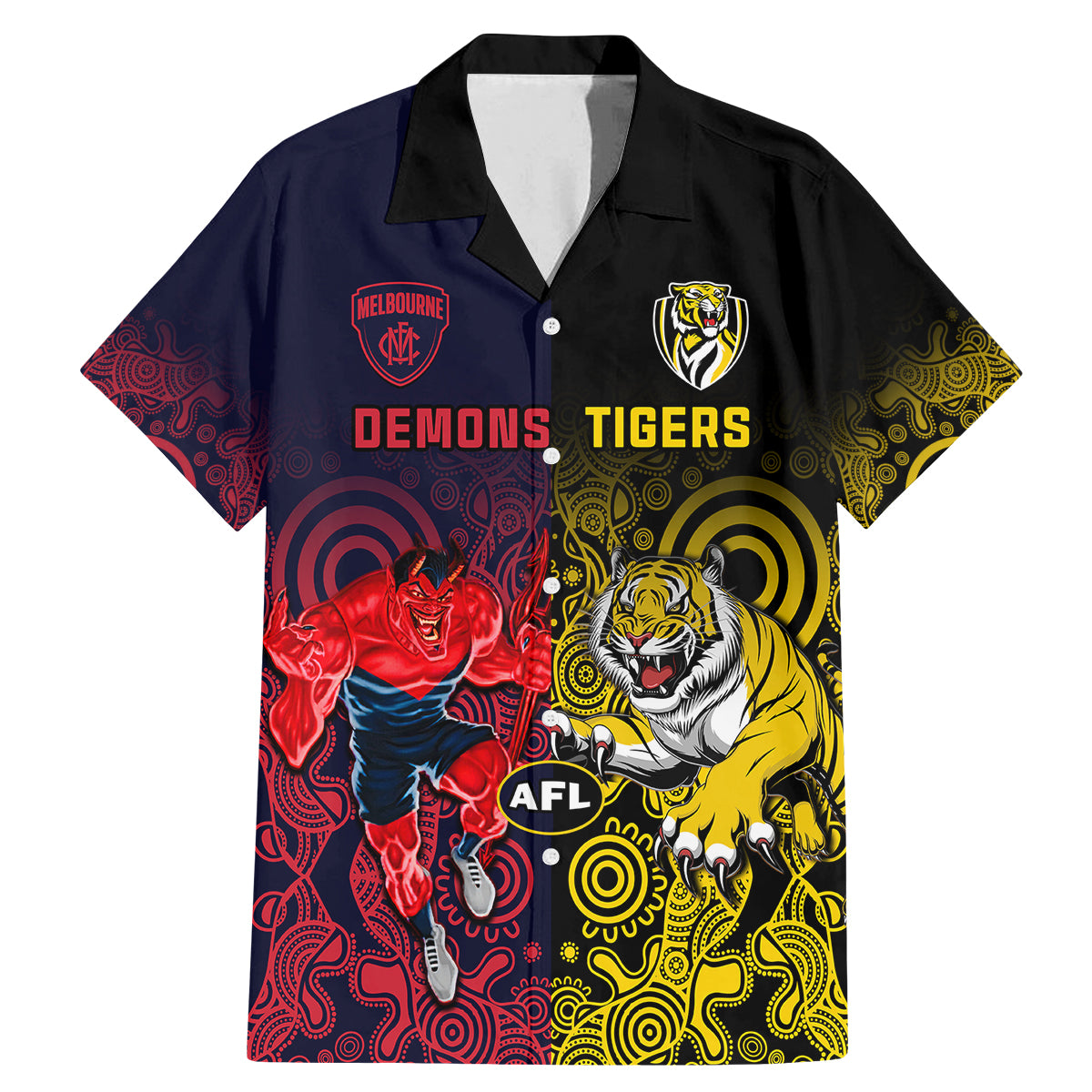 custom-demons-and-tigers-football-family-matching-mermaid-dress-and-hawaiian-shirt-2023-together-indigenous-art