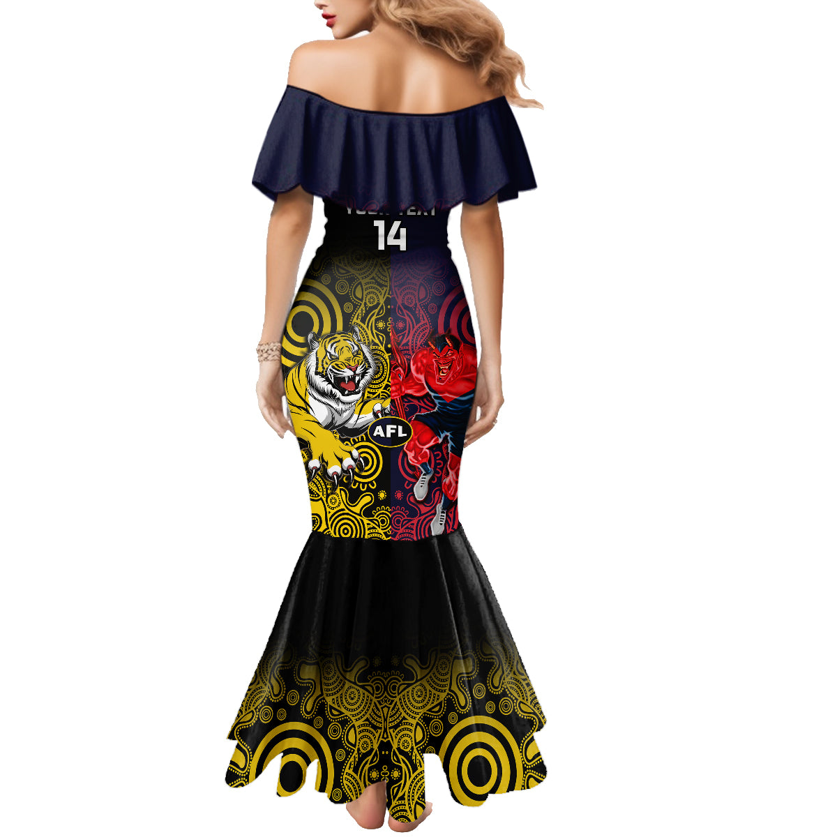 custom-demons-and-tigers-football-family-matching-mermaid-dress-and-hawaiian-shirt-2023-together-indigenous-art