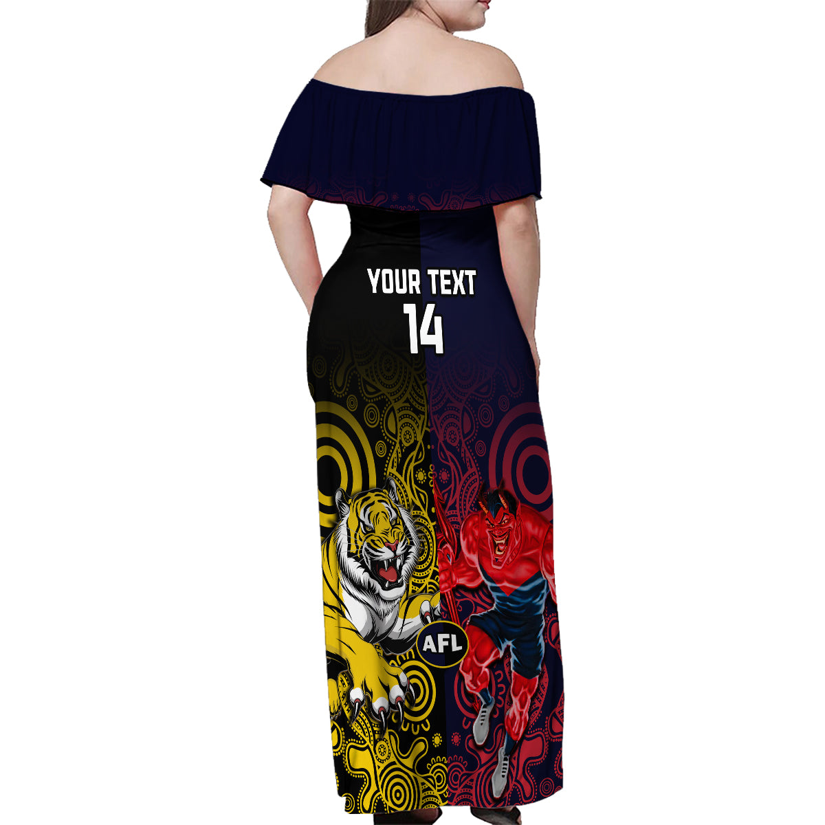 custom-demons-and-tigers-football-family-matching-off-shoulder-maxi-dress-and-hawaiian-shirt-2023-together-indigenous-art