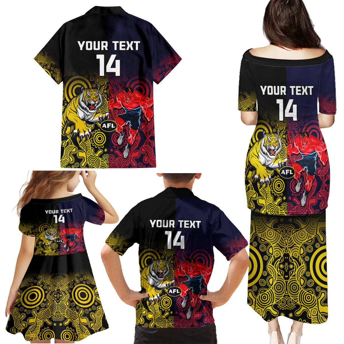 custom-demons-and-tigers-football-family-matching-puletasi-dress-and-hawaiian-shirt-2023-together-indigenous-art