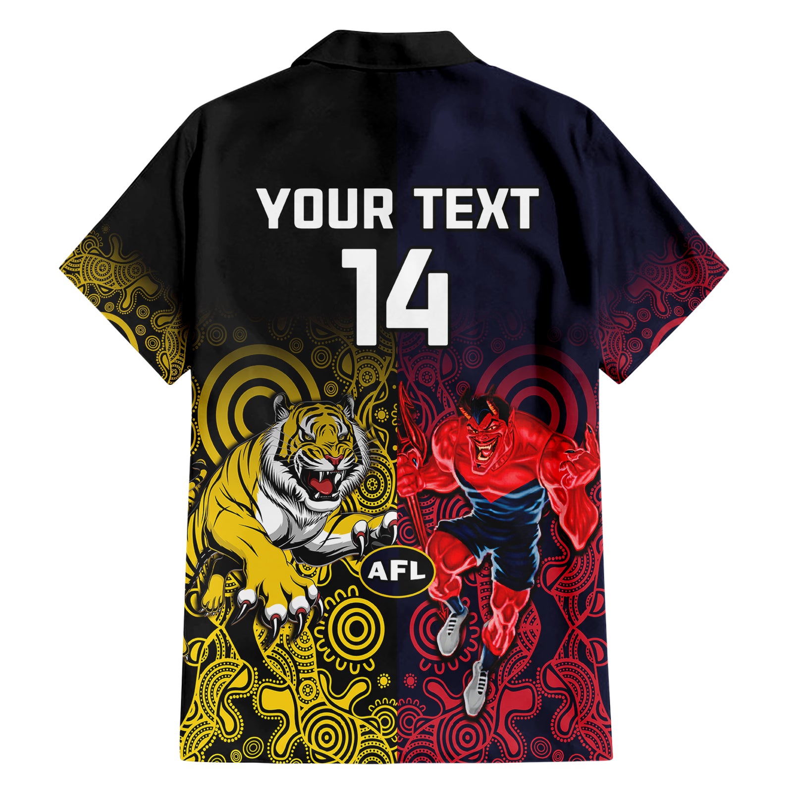 Custom Demons And Tigers Football Hawaiian Shirt 2023 Together Indigenous Art - Vibe Hoodie Shop