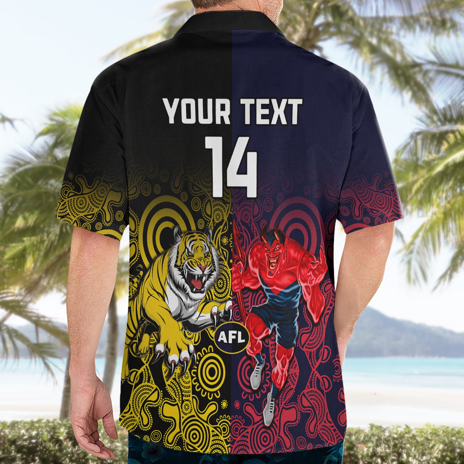 Custom Demons And Tigers Football Hawaiian Shirt 2023 Together Indigenous Art - Vibe Hoodie Shop