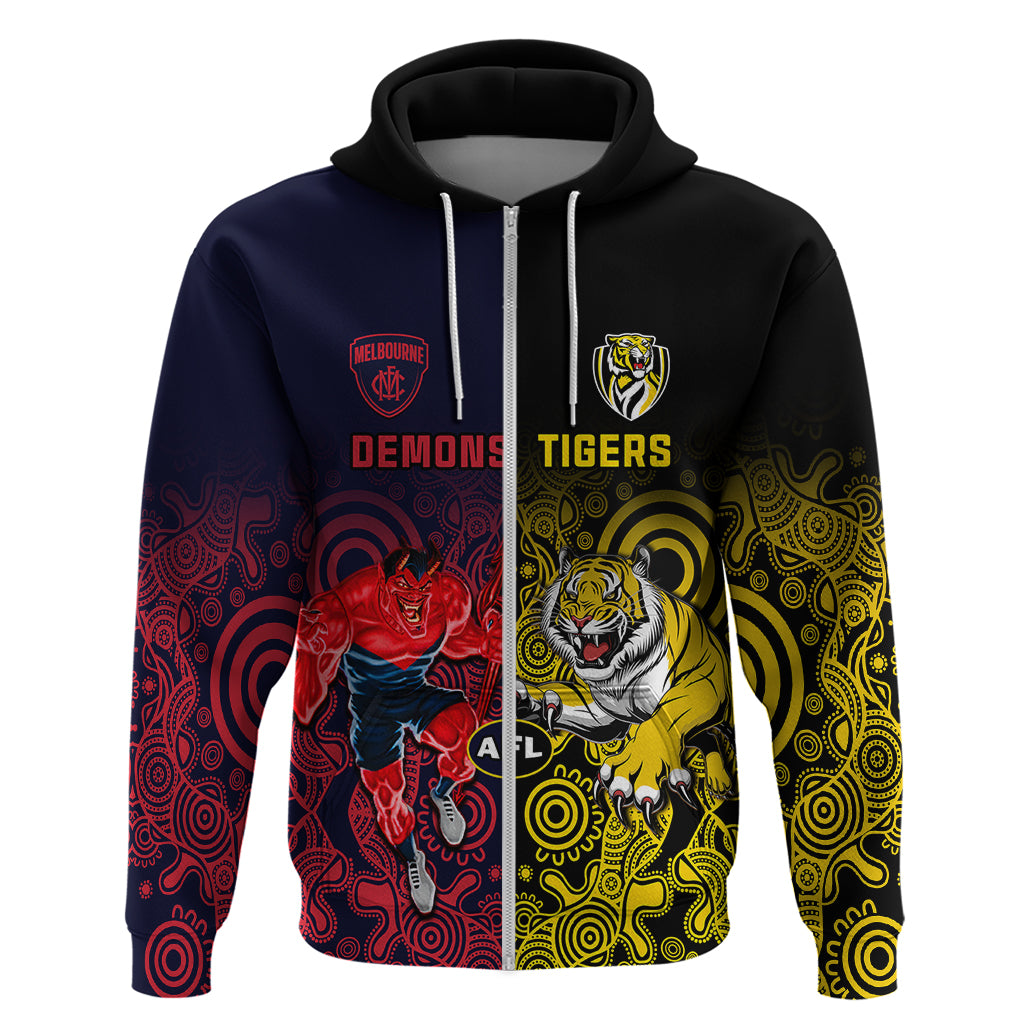 Custom Demons And Tigers Football Hoodie 2023 Together Indigenous Art - Vibe Hoodie Shop