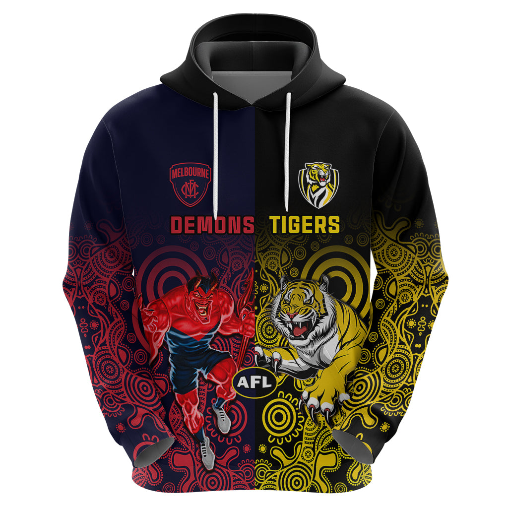 Custom Demons And Tigers Football Hoodie 2023 Together Indigenous Art - Vibe Hoodie Shop
