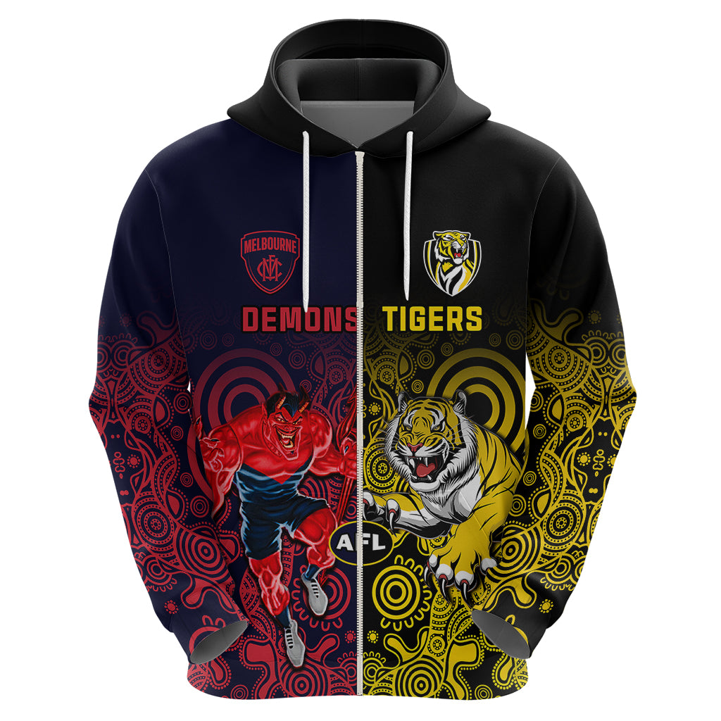 Custom Demons And Tigers Football Hoodie 2023 Together Indigenous Art - Vibe Hoodie Shop