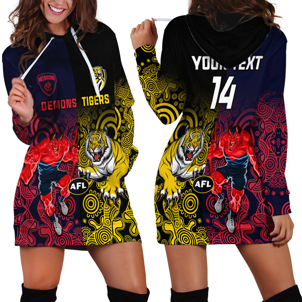 Custom Demons And Tigers Football Hoodie Dress 2023 Together Indigenous Art - Vibe Hoodie Shop