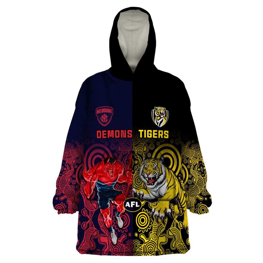 Custom Demons And Tigers Football Wearable Blanket Hoodie 2023 Together Indigenous Art - Vibe Hoodie Shop