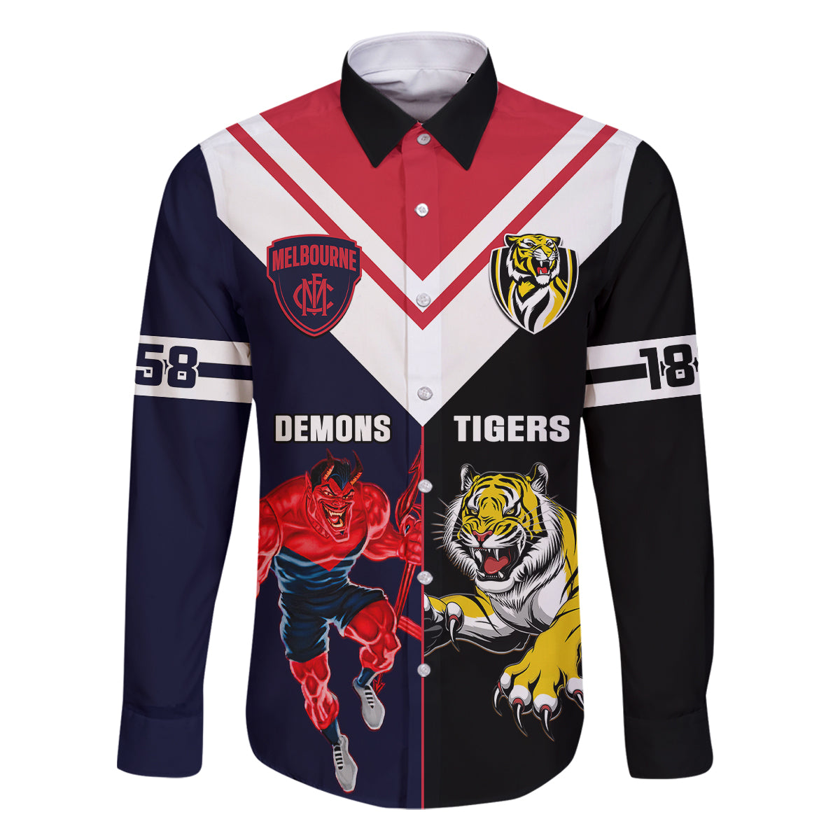 custom-demons-and-tigers-football-family-matching-long-sleeve-bodycon-dress-and-hawaiian-shirt-2023-together-sporty-version