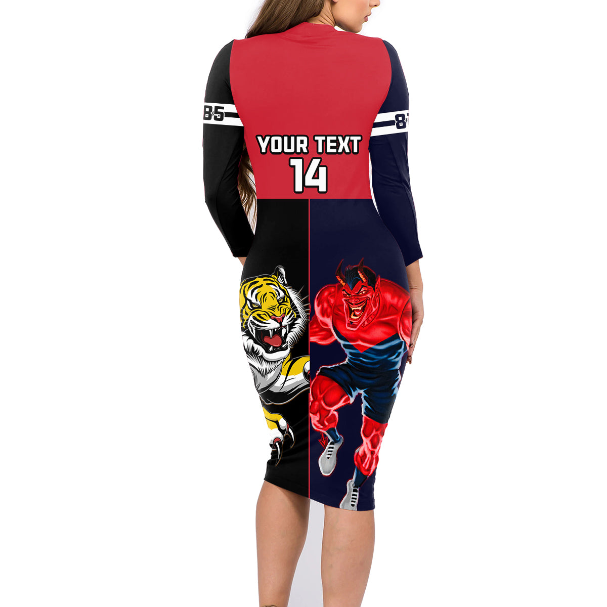 custom-demons-and-tigers-football-family-matching-long-sleeve-bodycon-dress-and-hawaiian-shirt-2023-together-sporty-version