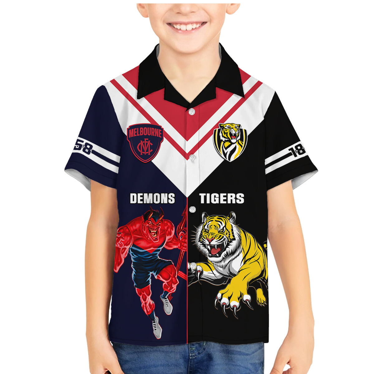 custom-demons-and-tigers-football-family-matching-mermaid-dress-and-hawaiian-shirt-2023-together-sporty-version