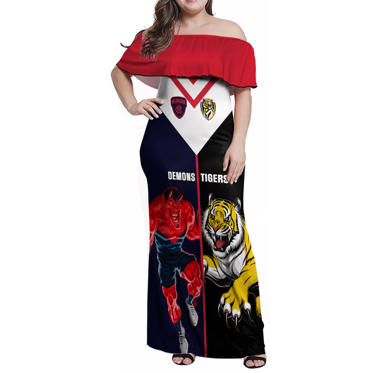 custom-demons-and-tigers-football-family-matching-off-shoulder-maxi-dress-and-hawaiian-shirt-2023-together-sporty-version