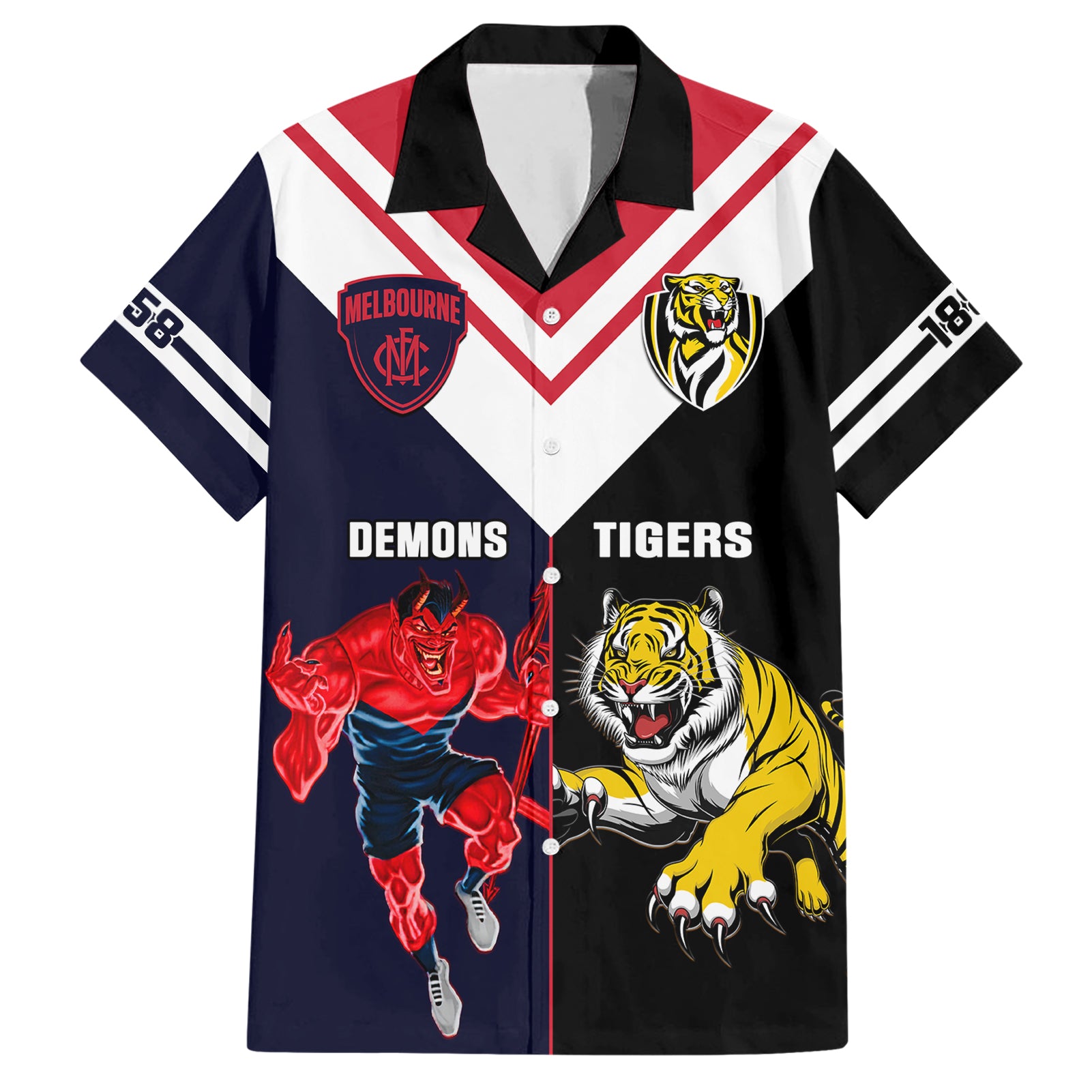 Custom Demons And Tigers Football Hawaiian Shirt 2023 Together Sporty Version - Vibe Hoodie Shop
