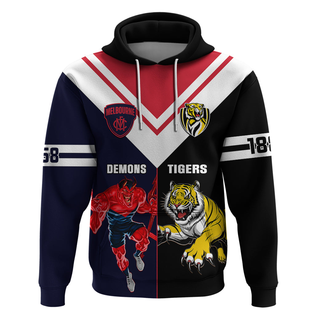 Custom Demons And Tigers Football Hoodie 2023 Together Sporty Version - Vibe Hoodie Shop