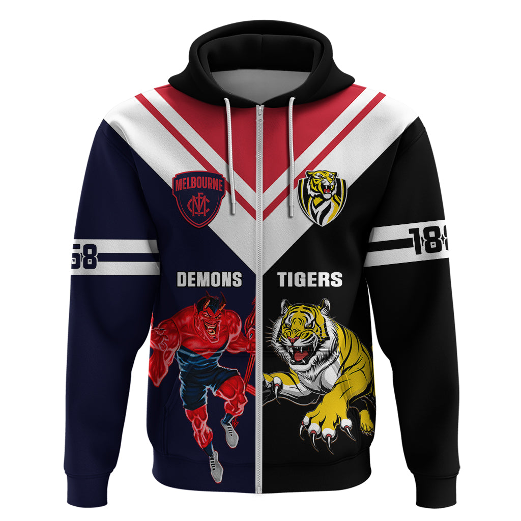 Custom Demons And Tigers Football Hoodie 2023 Together Sporty Version - Vibe Hoodie Shop