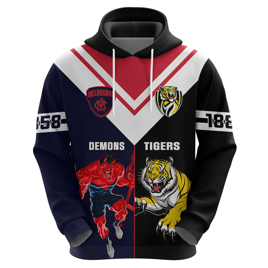 Custom Demons And Tigers Football Hoodie 2023 Together Sporty Version - Vibe Hoodie Shop