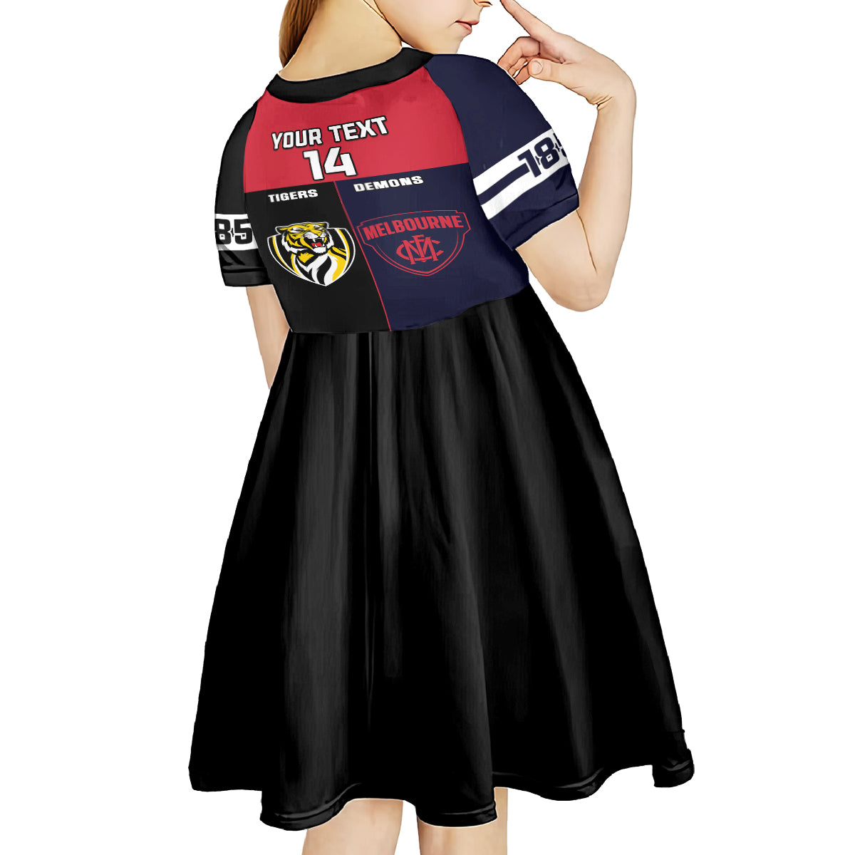 Custom Demons And Tigers Football Kid Short Sleeve Dress 2023 Together Sporty Version - Vibe Hoodie Shop