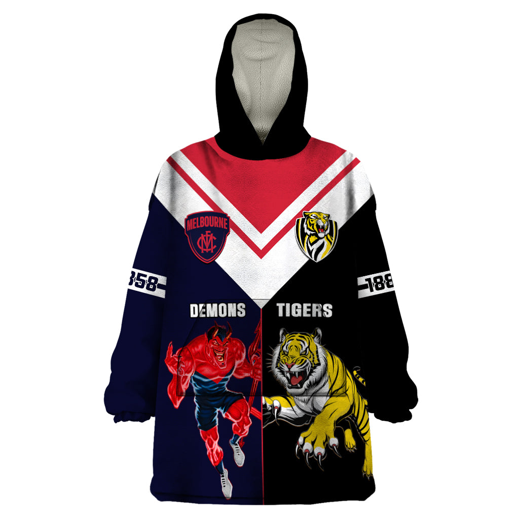 Custom Demons And Tigers Football Wearable Blanket Hoodie 2023 Together Sporty Version - Vibe Hoodie Shop