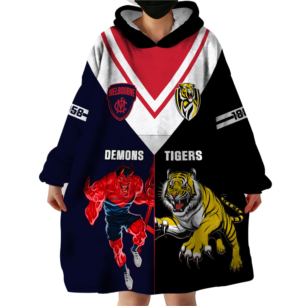 Custom Demons And Tigers Football Wearable Blanket Hoodie 2023 Together Sporty Version - Vibe Hoodie Shop