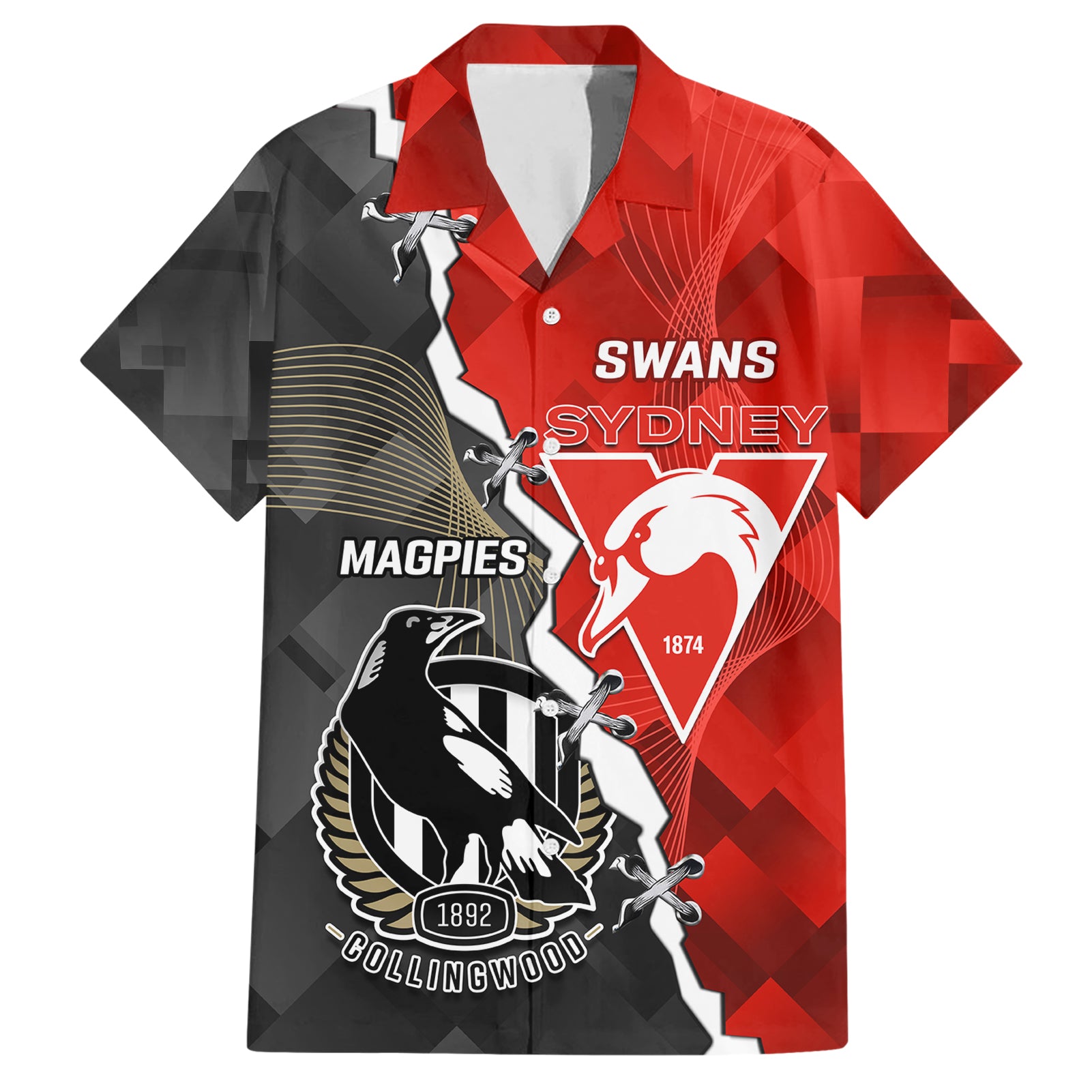 Personalised Collingwood And Swans Football Hawaiian Shirt 2023 Together Sporty Style - Vibe Hoodie Shop