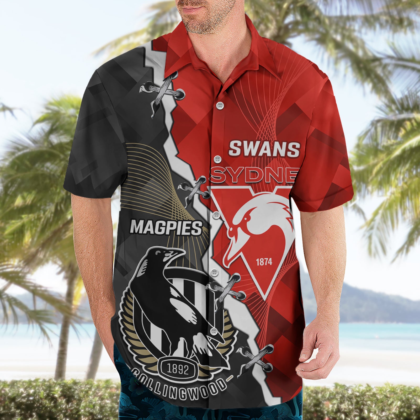 Personalised Collingwood And Swans Football Hawaiian Shirt 2023 Together Sporty Style - Vibe Hoodie Shop