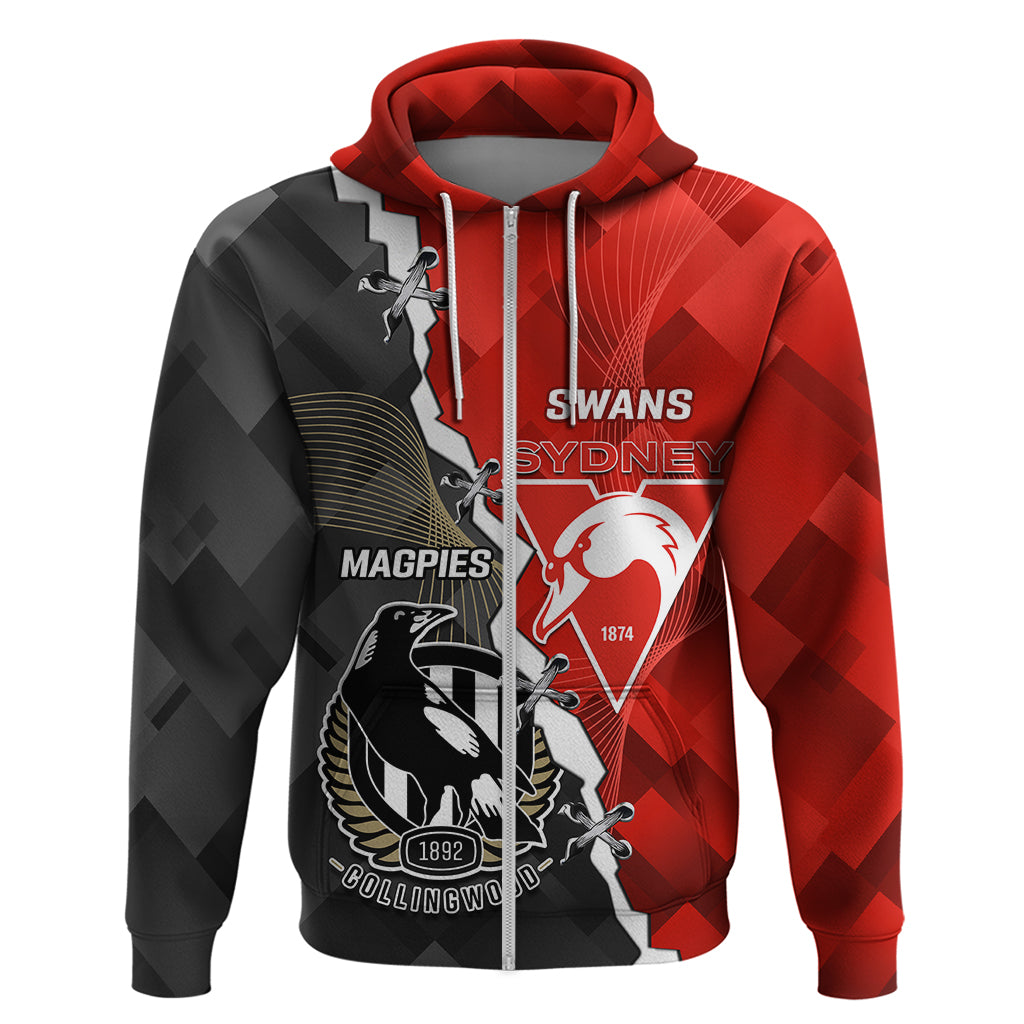 Personalised Collingwood And Swans Football Hoodie 2023 Together Sporty Style - Vibe Hoodie Shop
