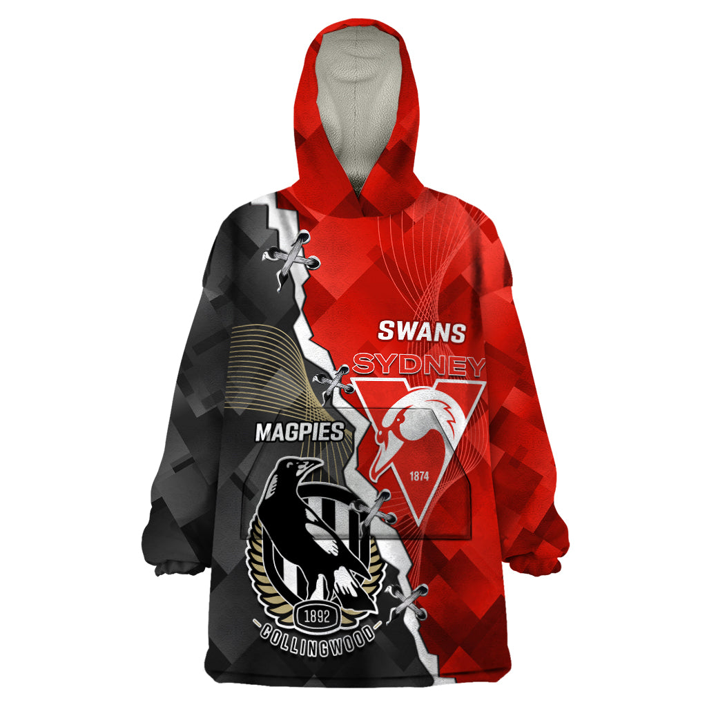 Personalised Collingwood And Swans Football Wearable Blanket Hoodie 2023 Together Sporty Style - Vibe Hoodie Shop