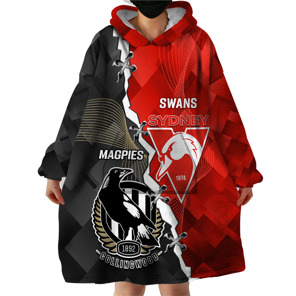 Personalised Collingwood And Swans Football Wearable Blanket Hoodie 2023 Together Sporty Style - Vibe Hoodie Shop