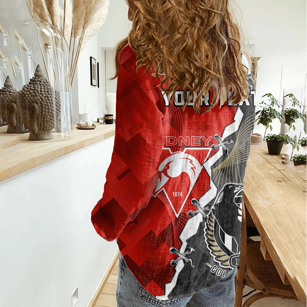 Personalised Collingwood And Swans Football Women Casual Shirt 2023 Together Sporty Style - Vibe Hoodie Shop