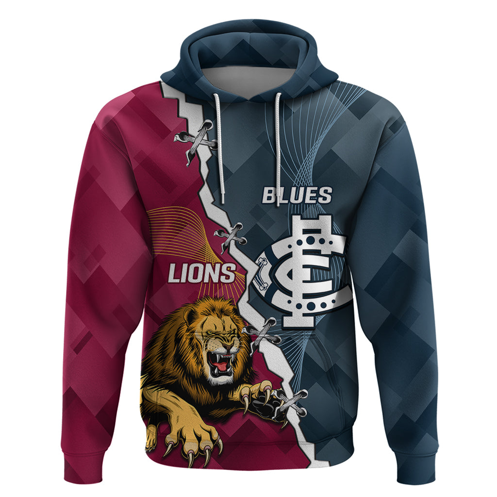Personalised Lions And Blues Football Hoodie 2023 Together Sporty Style - Vibe Hoodie Shop