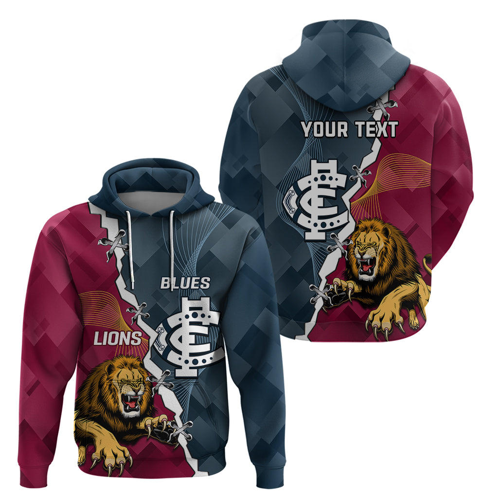 Personalised Lions And Blues Football Hoodie 2023 Together Sporty Style - Vibe Hoodie Shop
