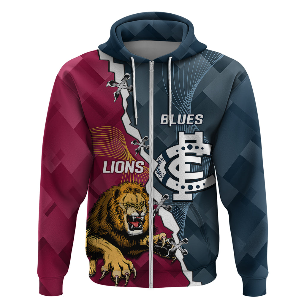 Personalised Lions And Blues Football Hoodie 2023 Together Sporty Style - Vibe Hoodie Shop