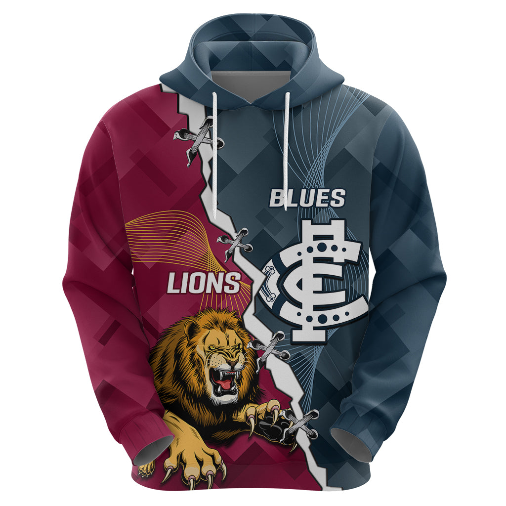 Personalised Lions And Blues Football Hoodie 2023 Together Sporty Style - Vibe Hoodie Shop