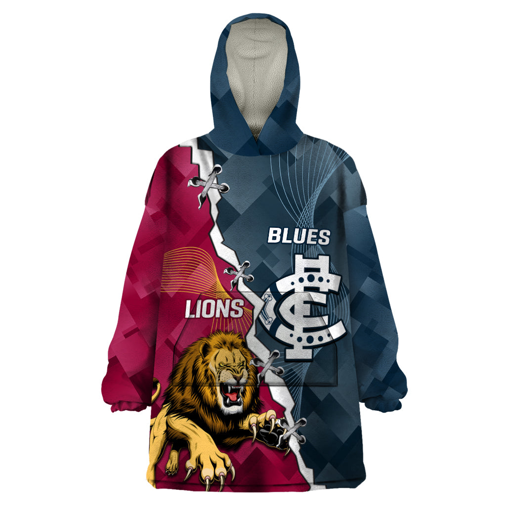 Personalised Lions And Blues Football Wearable Blanket Hoodie 2023 Together Sporty Style - Vibe Hoodie Shop