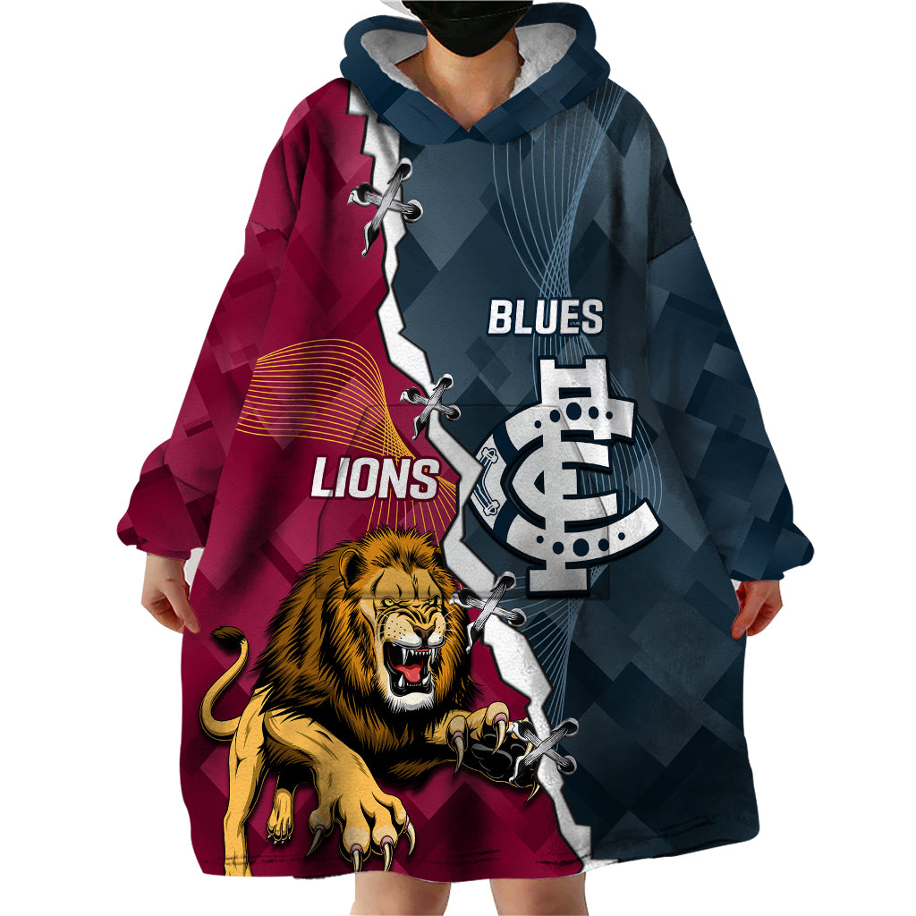 Personalised Lions And Blues Football Wearable Blanket Hoodie 2023 Together Sporty Style - Vibe Hoodie Shop